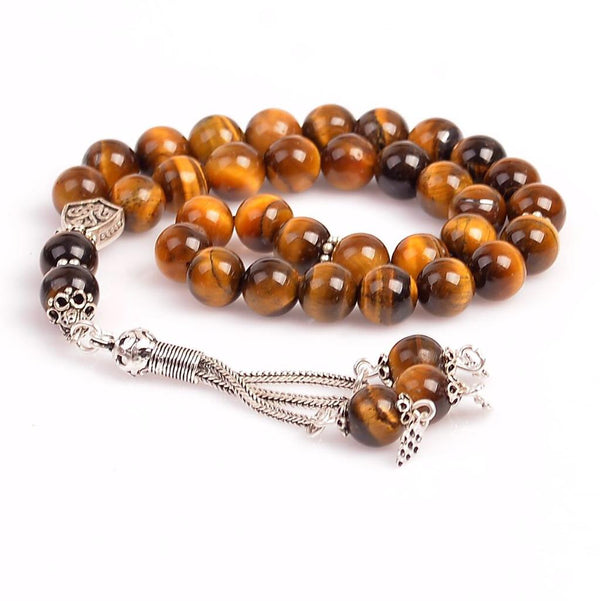 Tiger Stone / Aqeeq Tasbih 33 beads (10mm) / Misbaha Prayer Beads