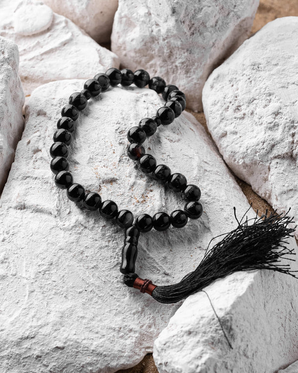 Black Aqeeq Stone Tasbih (10mm 33 Beads)