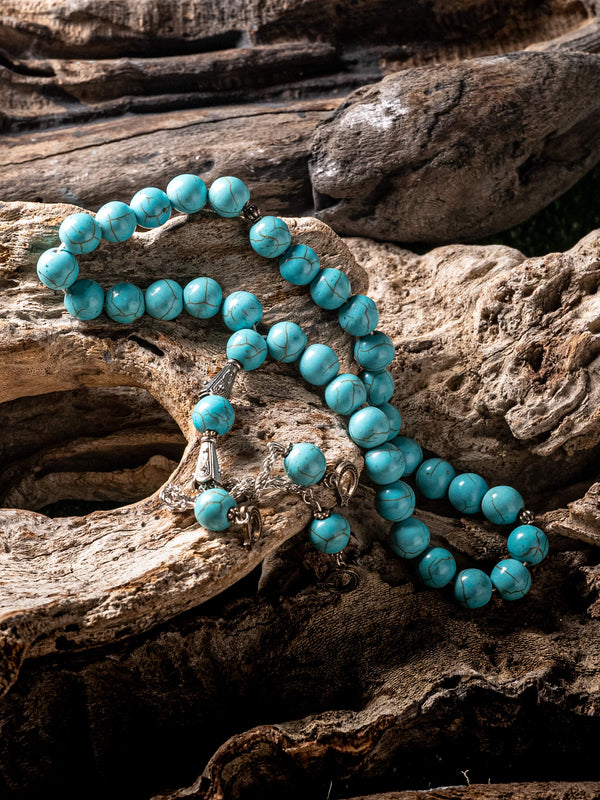 Blue Turquoise Stone / Feroza Tasbih 33 beads (10mm) / Misbaha Prayer Beads