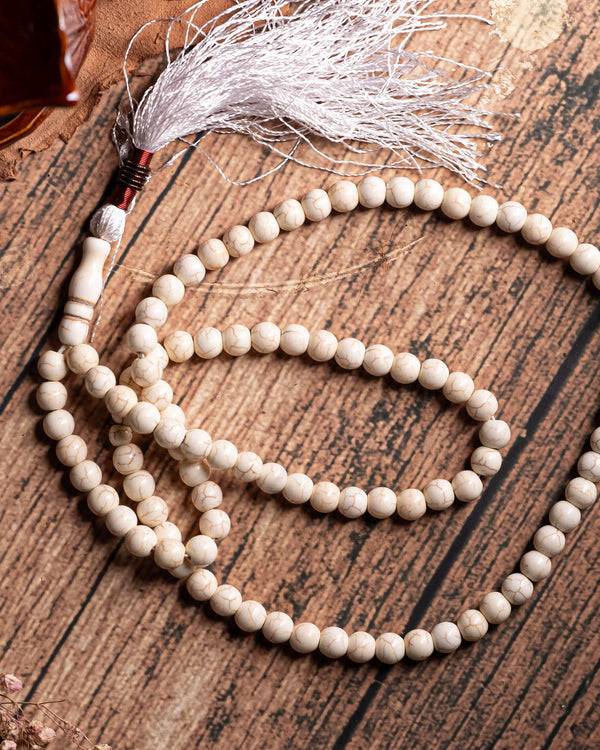 White Feroza Agate Stone 100 Beads 8mm Tasbih