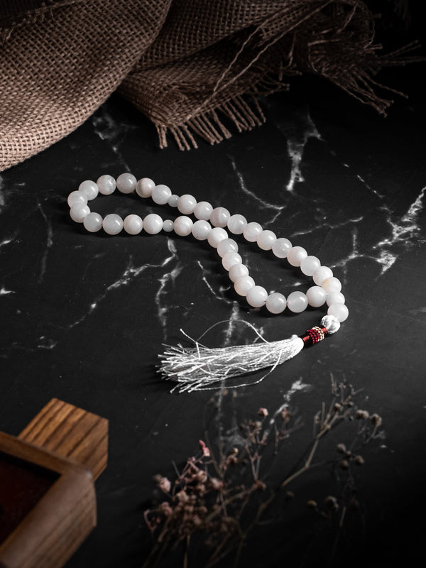 White Aqeeq Stone Tasbih (10mm 33 Beads)