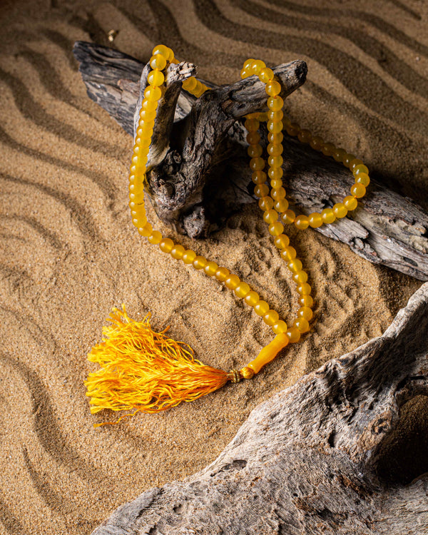 Yellow Agate/Aqeeq Stone 100 Beads 8mm Tasbih