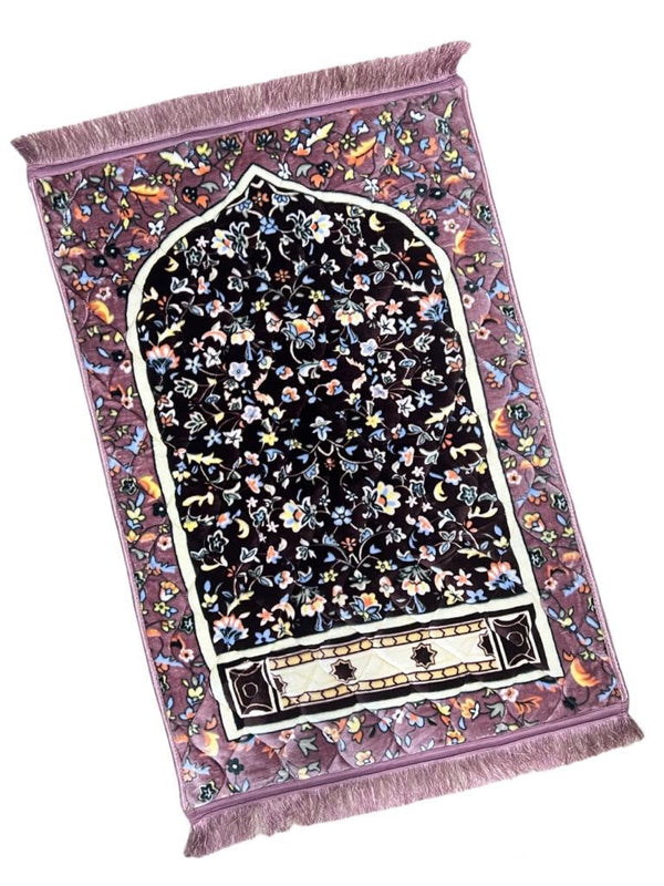 Velvet Foam Quilted Padded Jai Namaz | Floral Prayer Mat |